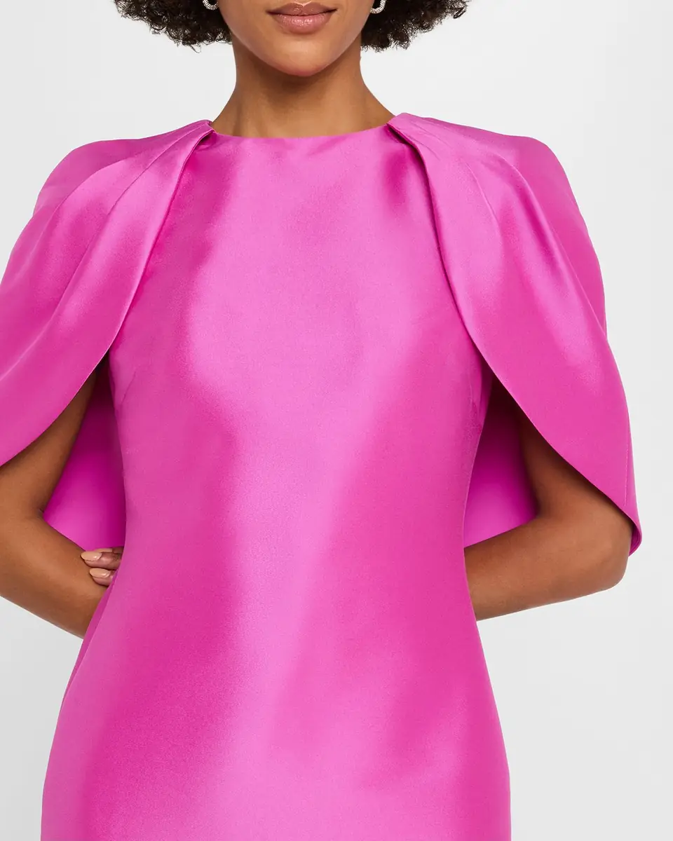 Badgley Mischka Collection Mikado Cape Sheath Dress | Thumbnail 5