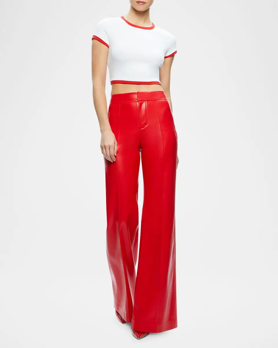 Alice + Olivia Dylan High-Rise Vegan Leather Pants | Thumbnail 2