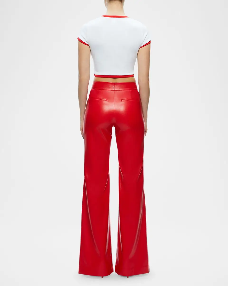 Alice + Olivia Dylan High-Rise Vegan Leather Pants | Thumbnail 3