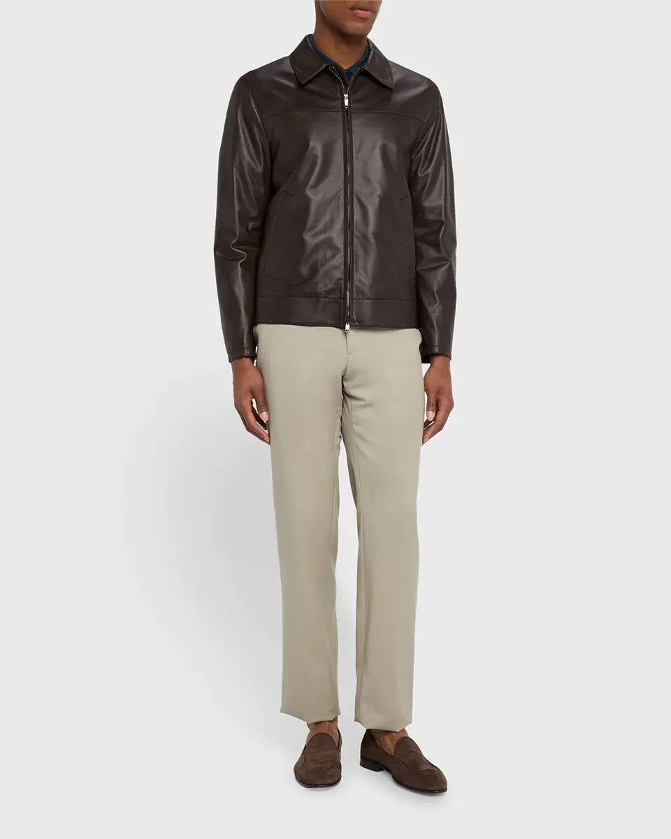 Brioni Men's Leather Bomber Jacket | Thumbnail 2