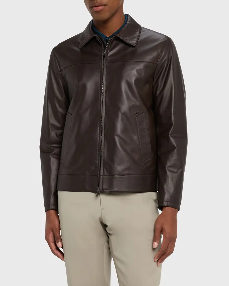 Brioni Men's Leather Bomber Jacket | Thumbnail 3