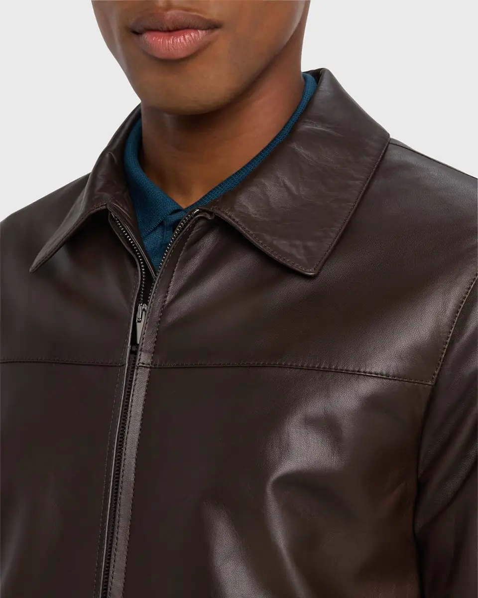 Brioni Men's Leather Bomber Jacket | Thumbnail 4