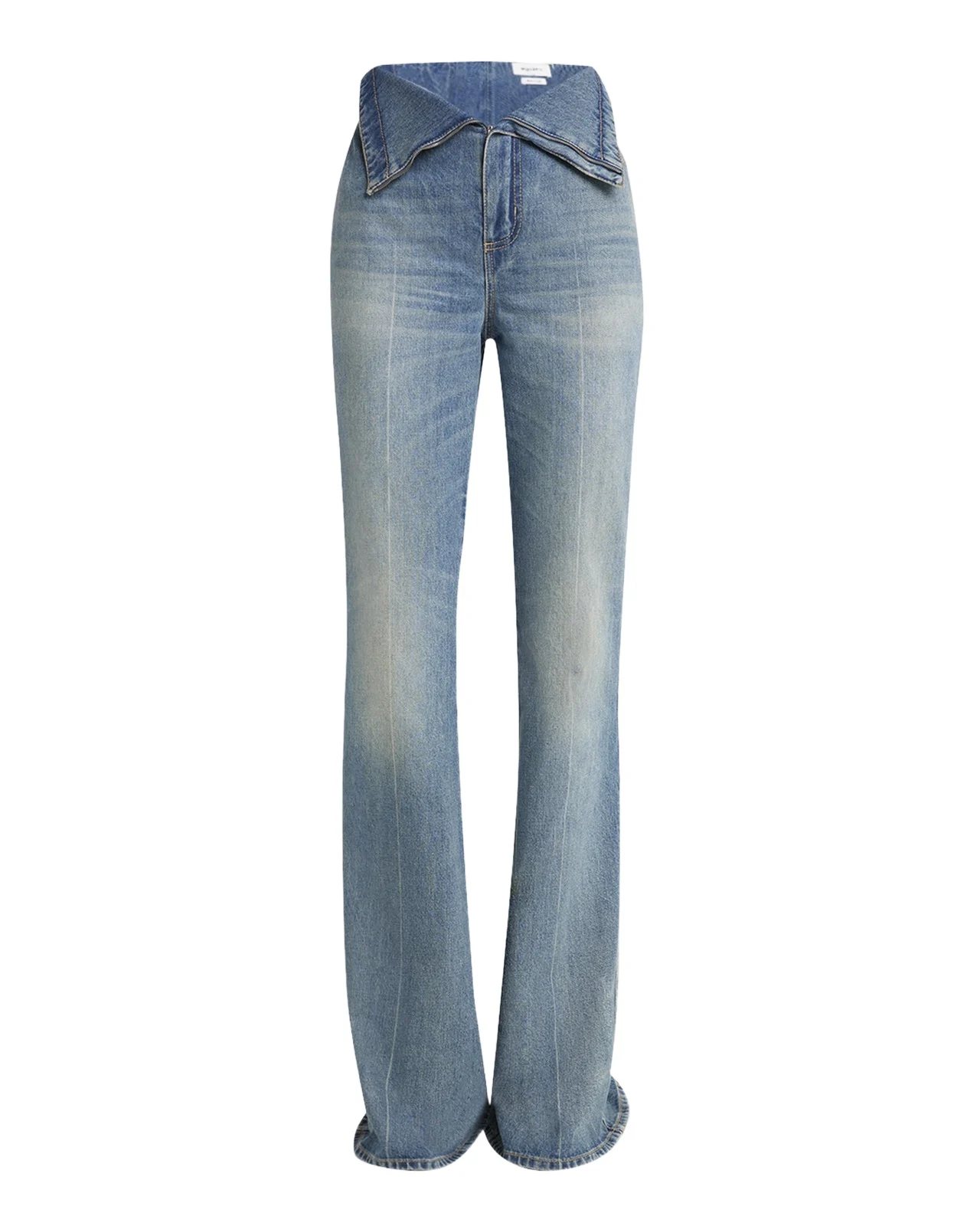 Foldover-Waist Denim Flare Trousers Foldover-Waist Denim Flare Trousers