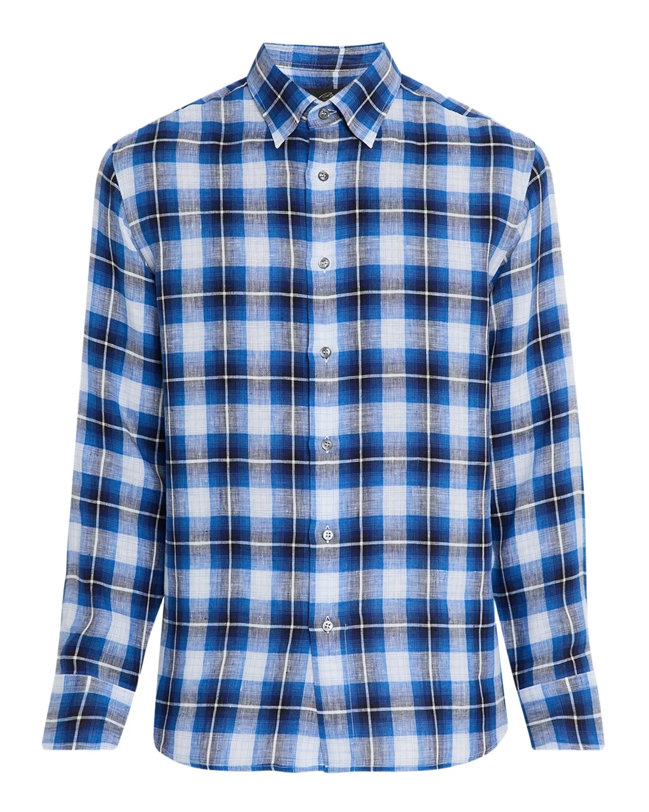 Men's Linen Madras Check Casual Button-Down Shirt Men's Linen Madras Check Casual Button-Down Shirt