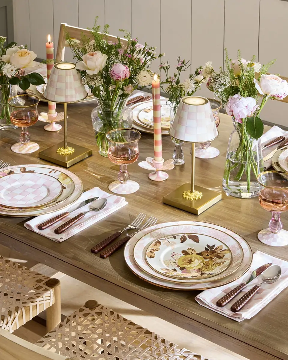 MacKenzie-Childs Rosy Check Butterfly Candle Holders, Set of 2 | Thumbnail 4