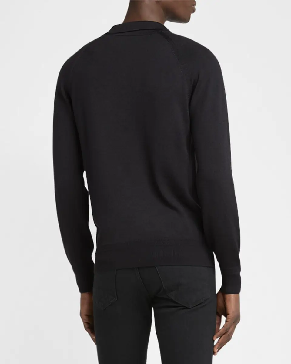 Tom Ford Men's Wool and Silk Raglan Knit Polo Shirt | Thumbnail 3 Tom Ford Men's Wool and Silk Raglan Knit Polo Shirt | Thumbnail 3