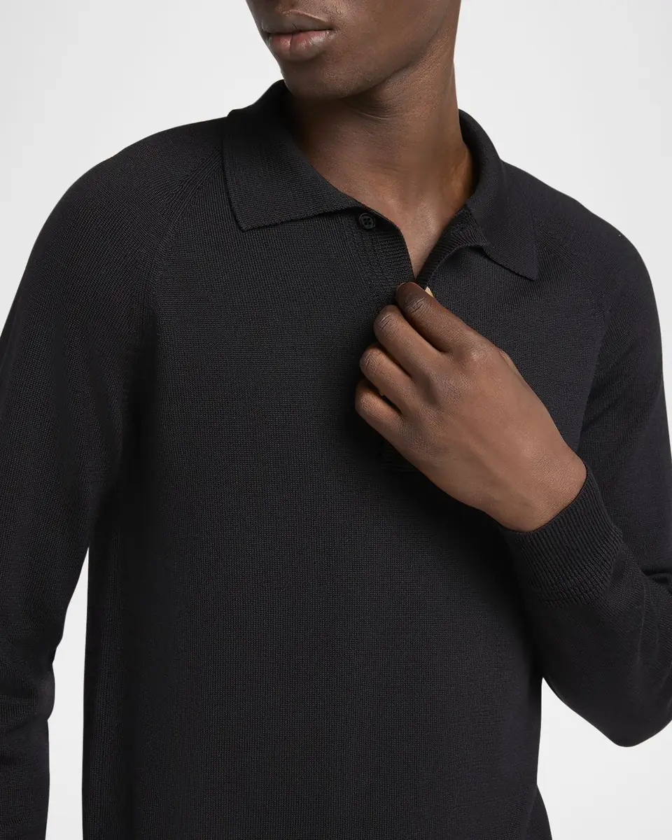 Tom Ford Men's Wool and Silk Raglan Knit Polo Shirt | Thumbnail 5 Tom Ford Men's Wool and Silk Raglan Knit Polo Shirt | Thumbnail 5