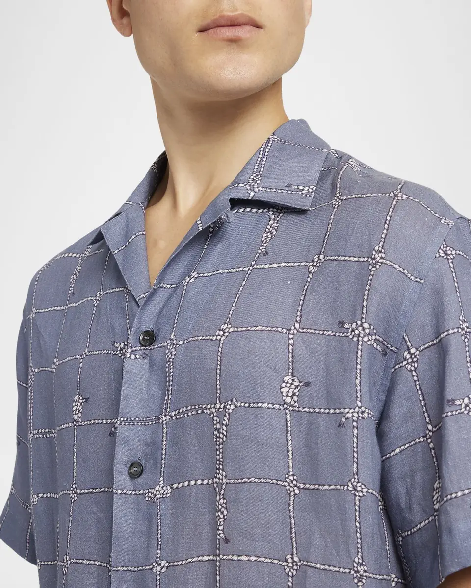 Brioni Men's Nautical Linen Camp Shirt | Thumbnail 5