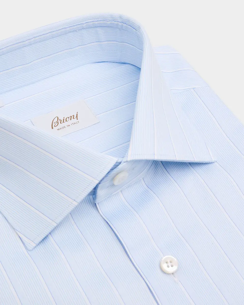 Brioni Men's Cotton Wide Stripe Dress Shirt | Thumbnail 2