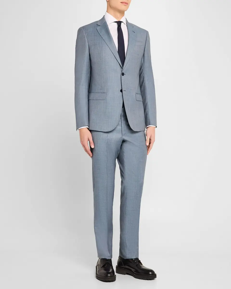 Emporio Armani Men's Wool-Viscose Micro-Dot Suit | Thumbnail 6 Emporio Armani Men's Wool-Viscose Micro-Dot Suit | Thumbnail 6