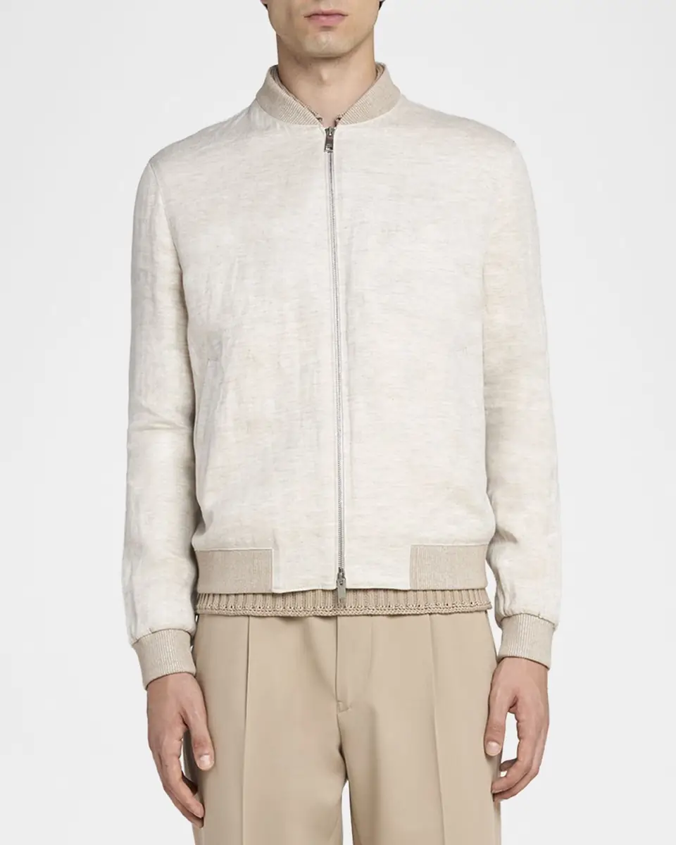 ZEGNA Men's Oasi Lino Bomber Jacket | Thumbnail 2 ZEGNA Men's Oasi Lino Bomber Jacket | Thumbnail 2