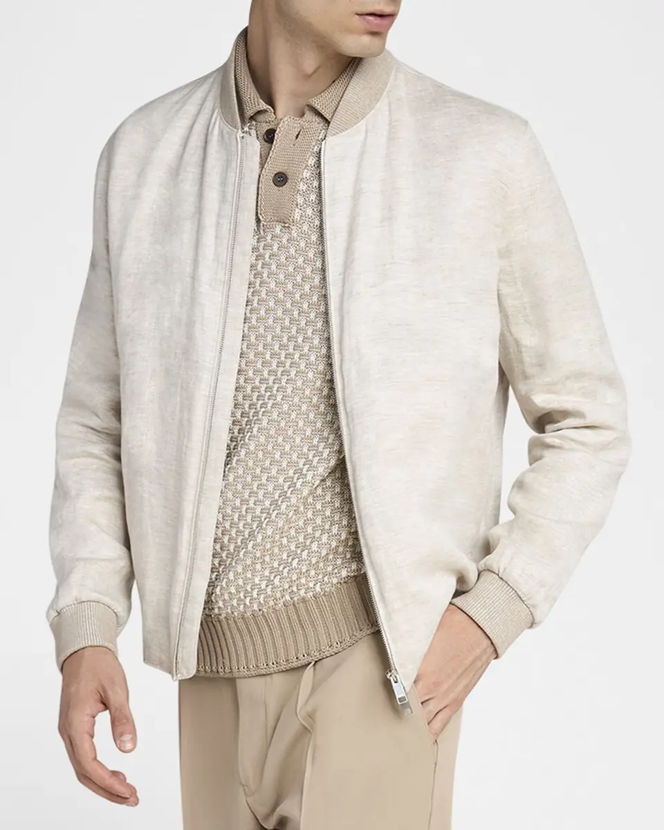 ZEGNA Men's Oasi Lino Bomber Jacket | Thumbnail 5 ZEGNA Men's Oasi Lino Bomber Jacket | Thumbnail 5