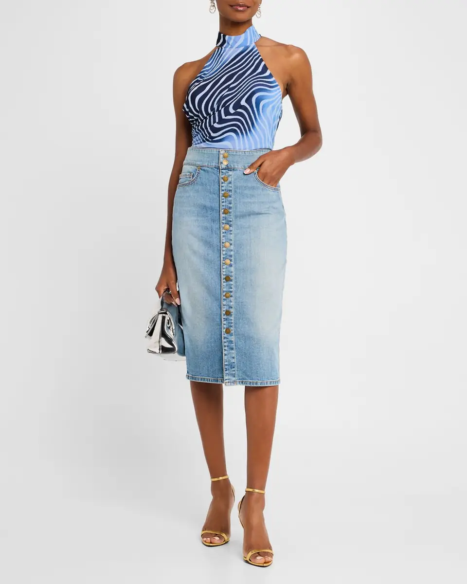 Ramy Brook Karter Denim Knee-Length Skirt | Thumbnail 2 Ramy Brook Karter Denim Knee-Length Skirt | Thumbnail 2