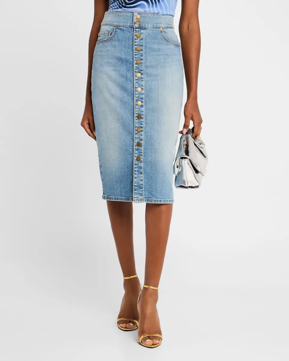 Ramy Brook Karter Denim Knee-Length Skirt | Thumbnail 4 Ramy Brook Karter Denim Knee-Length Skirt | Thumbnail 4