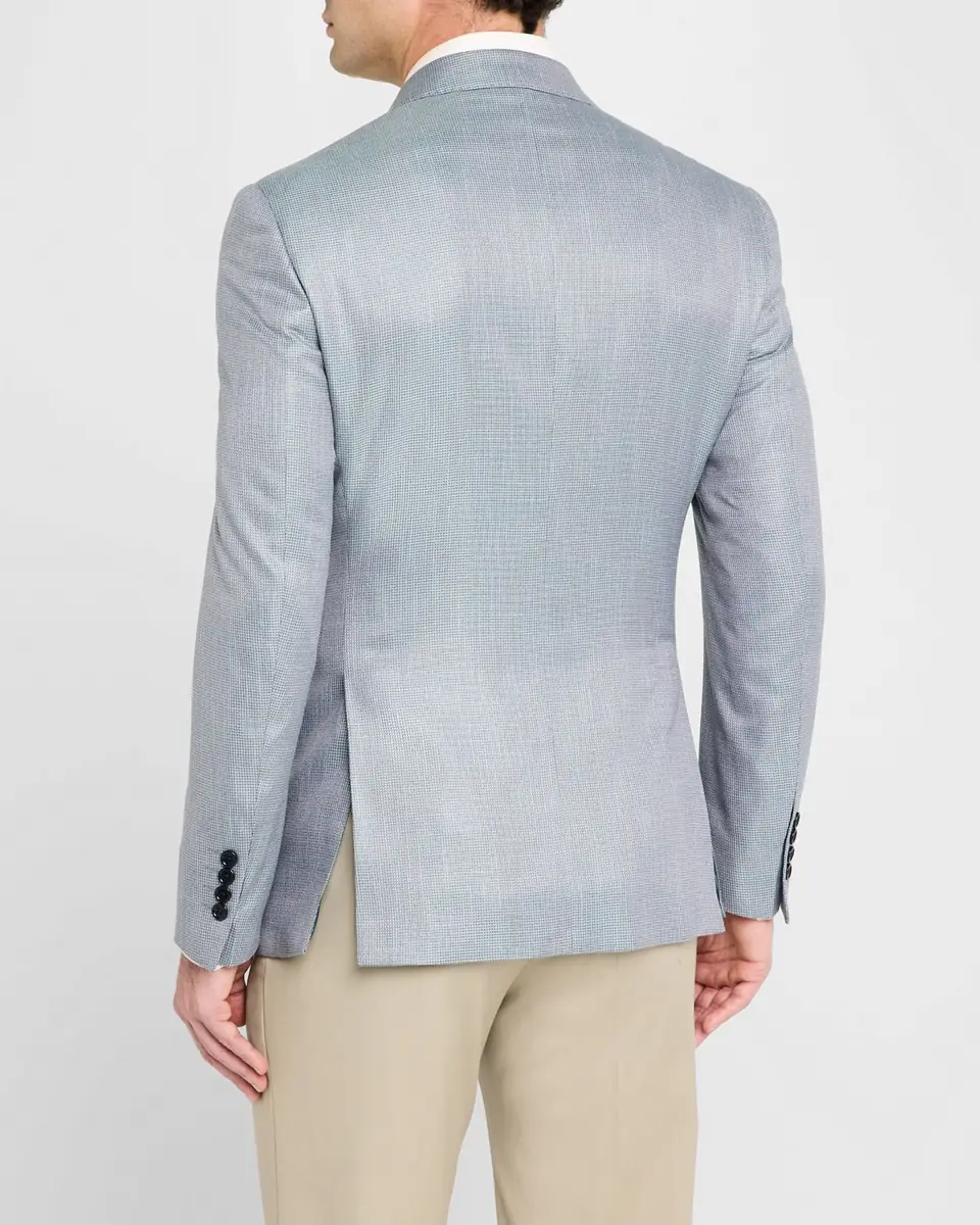 Emporio Armani Men's Bamboo Micro-Grid Textured Sport Coat | Thumbnail 3