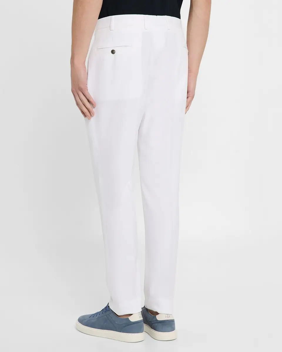 Emporio Armani Men's Lyocell Twill Flat-Front Trousers | Thumbnail 2