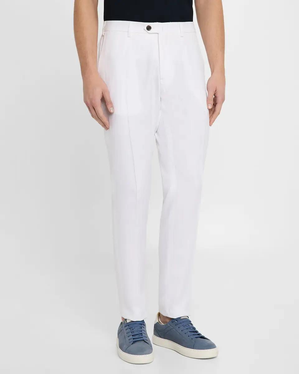 Emporio Armani Men's Lyocell Twill Flat-Front Trousers | Thumbnail 3