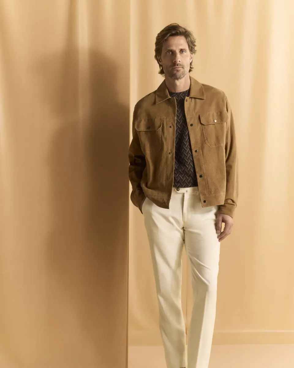 Emporio Armani Men's Lyocell Twill Flat-Front Trousers | Thumbnail 4