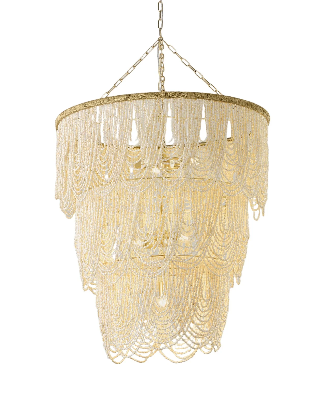 Exclusive Draped 34" 4-Light Palay Shell Chandelier