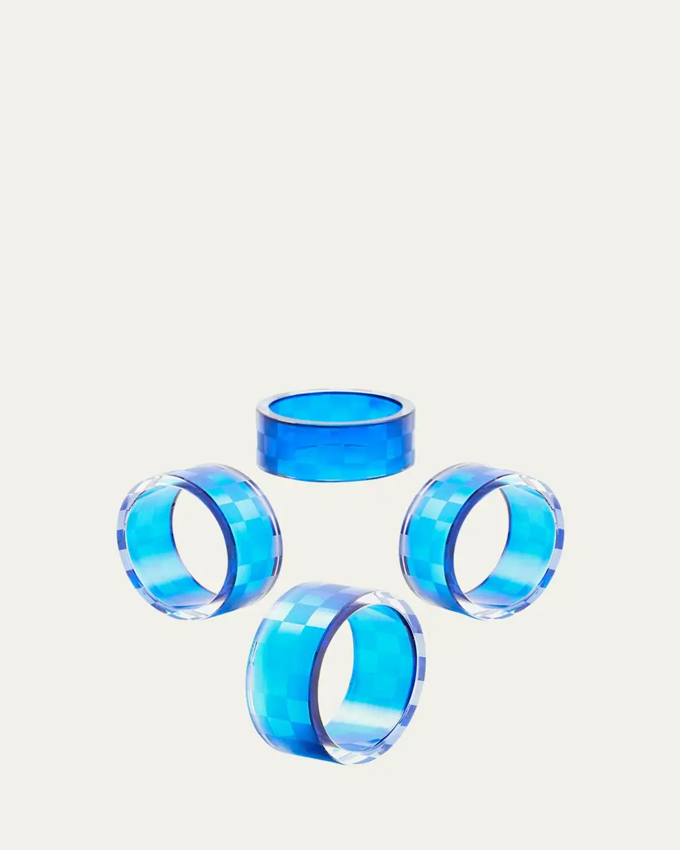 MacKenzie-Childs Navy Check Napkin Ring, Set of 4 | Thumbnail 3