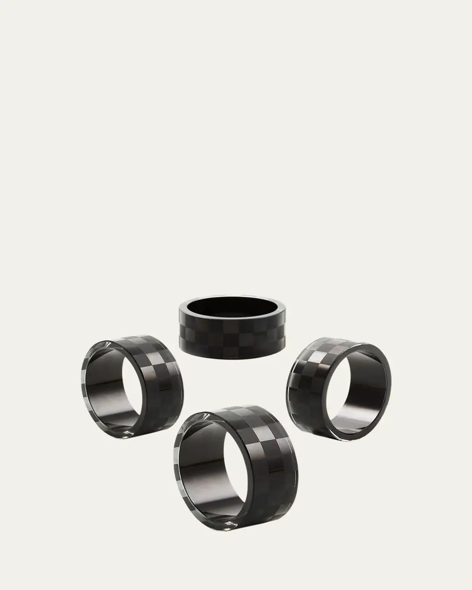 MacKenzie-Childs Black Check Napkin Ring, Set of 4 | Thumbnail 3