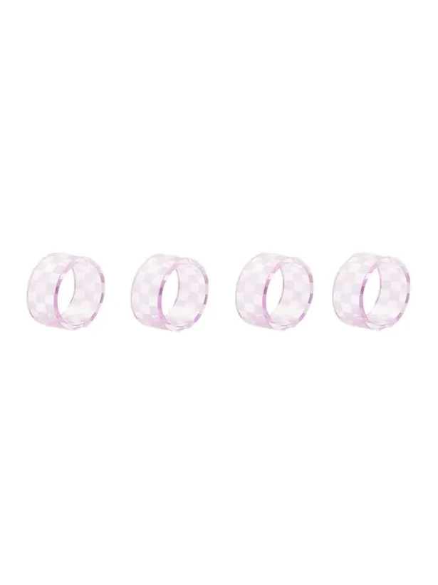 MacKenzie-Childs Lavender Check Napkin Ring, Set of 4