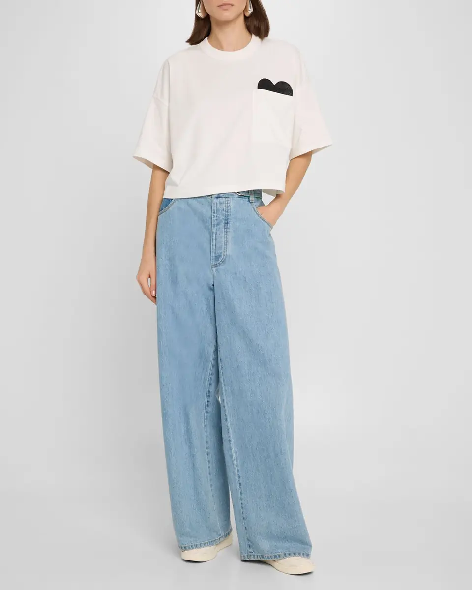 Bottega Veneta Heart Intrecciato Cropped Cotton Jersey T-Shirt | Thumbnail 2