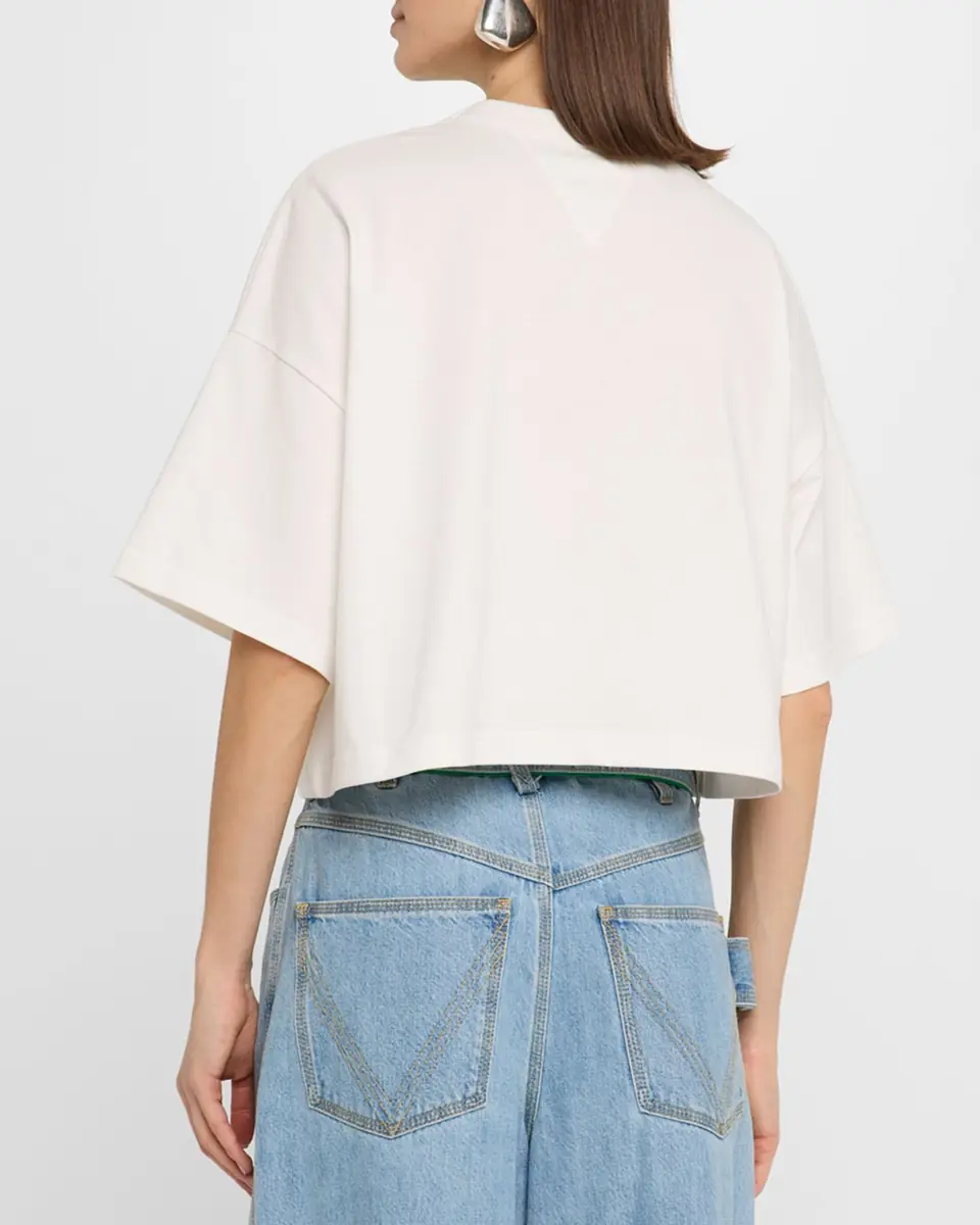 Bottega Veneta Heart Intrecciato Cropped Cotton Jersey T-Shirt | Thumbnail 3