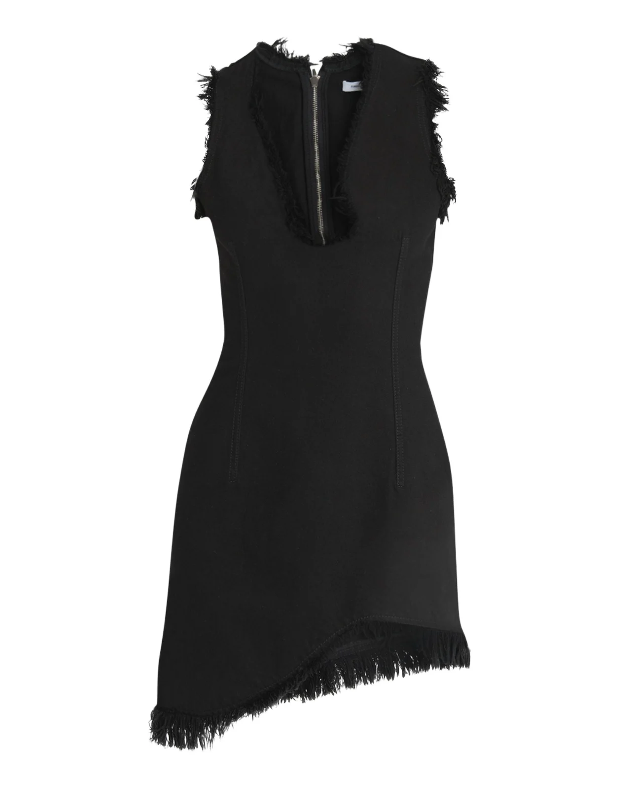 Ferragamo Raw-Edge Sleeveless Denim Mini Curve Dress