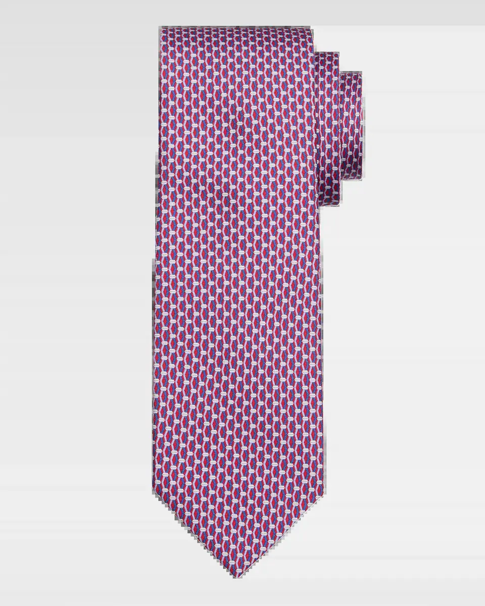 Canali Men's Geometric Chainlink Silk Tie | Thumbnail 2