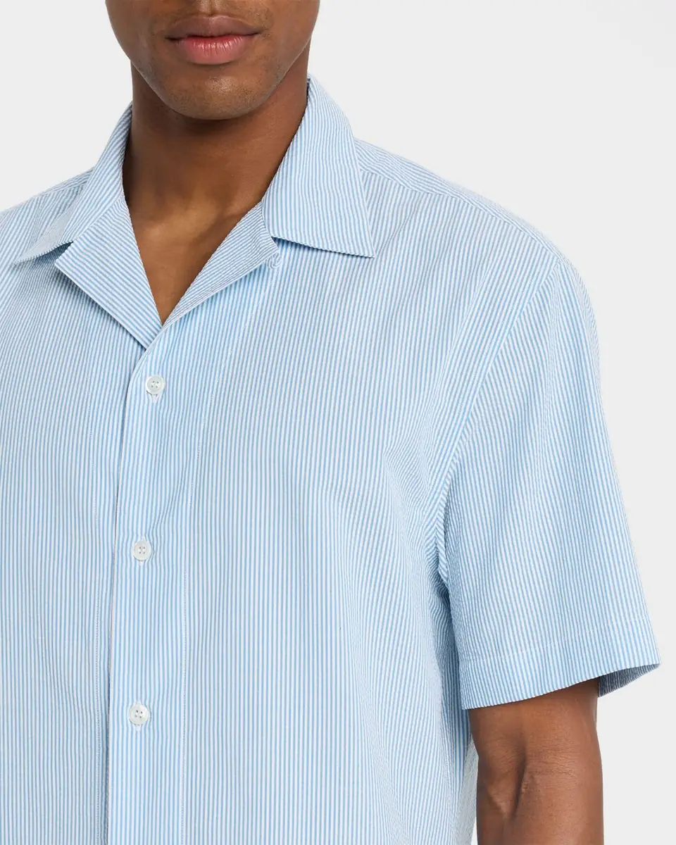 Brioni Men's Stripe Cotton Seersucker Short-Sleeve Shirt | Thumbnail 5