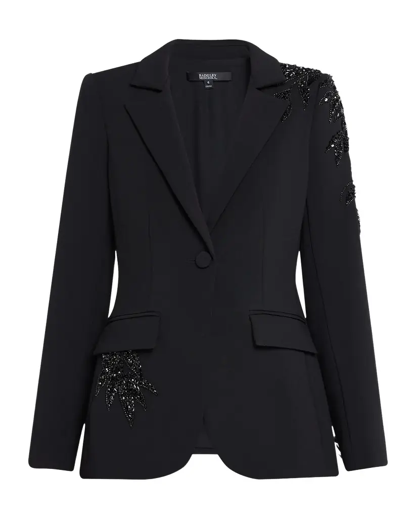 Badgley Mischka Collection Single-Button Bead Embellished Jacket | Image 1 Badgley Mischka Collection Single-Button Bead Embellished Jacket | Image 1