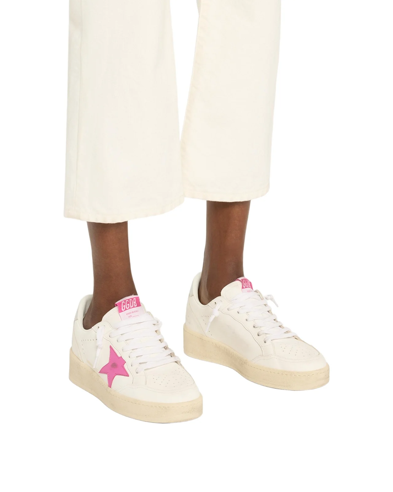 Ball Star Mixed Leather Low-Top Sneakers