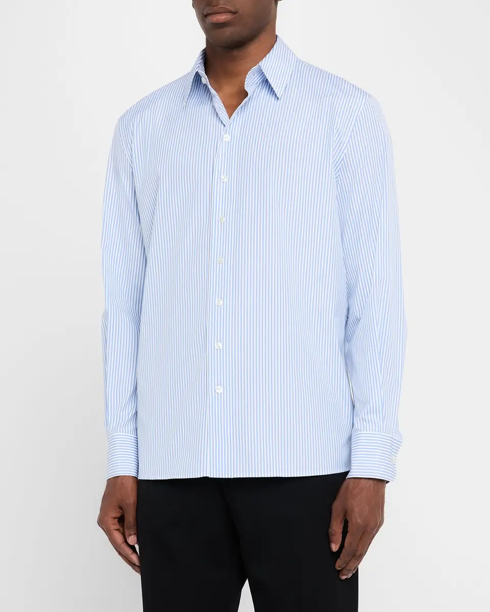 Saint Laurent Men's Relaxed-Fit Cotton Stripe Sport Shirt | Thumbnail 4