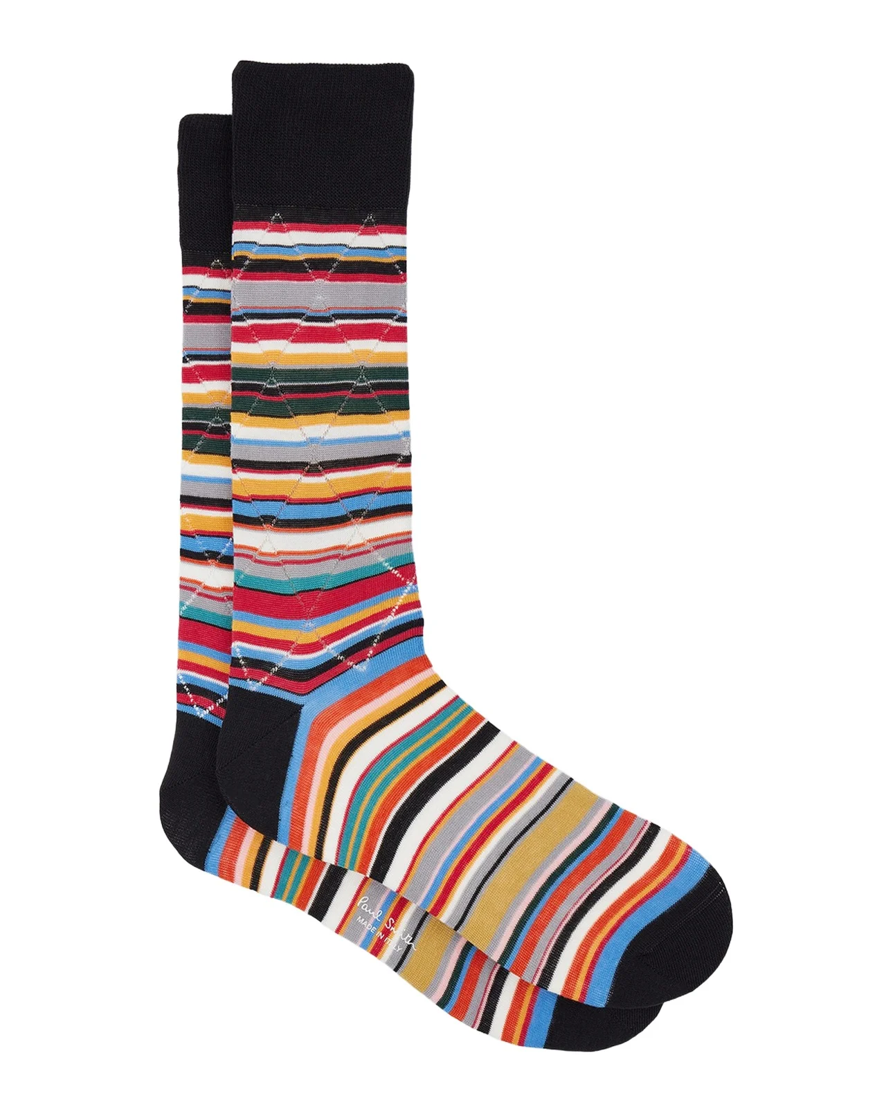 Paul Smith Men's Openwork Stripe Argyle-Overlay Crew Socks