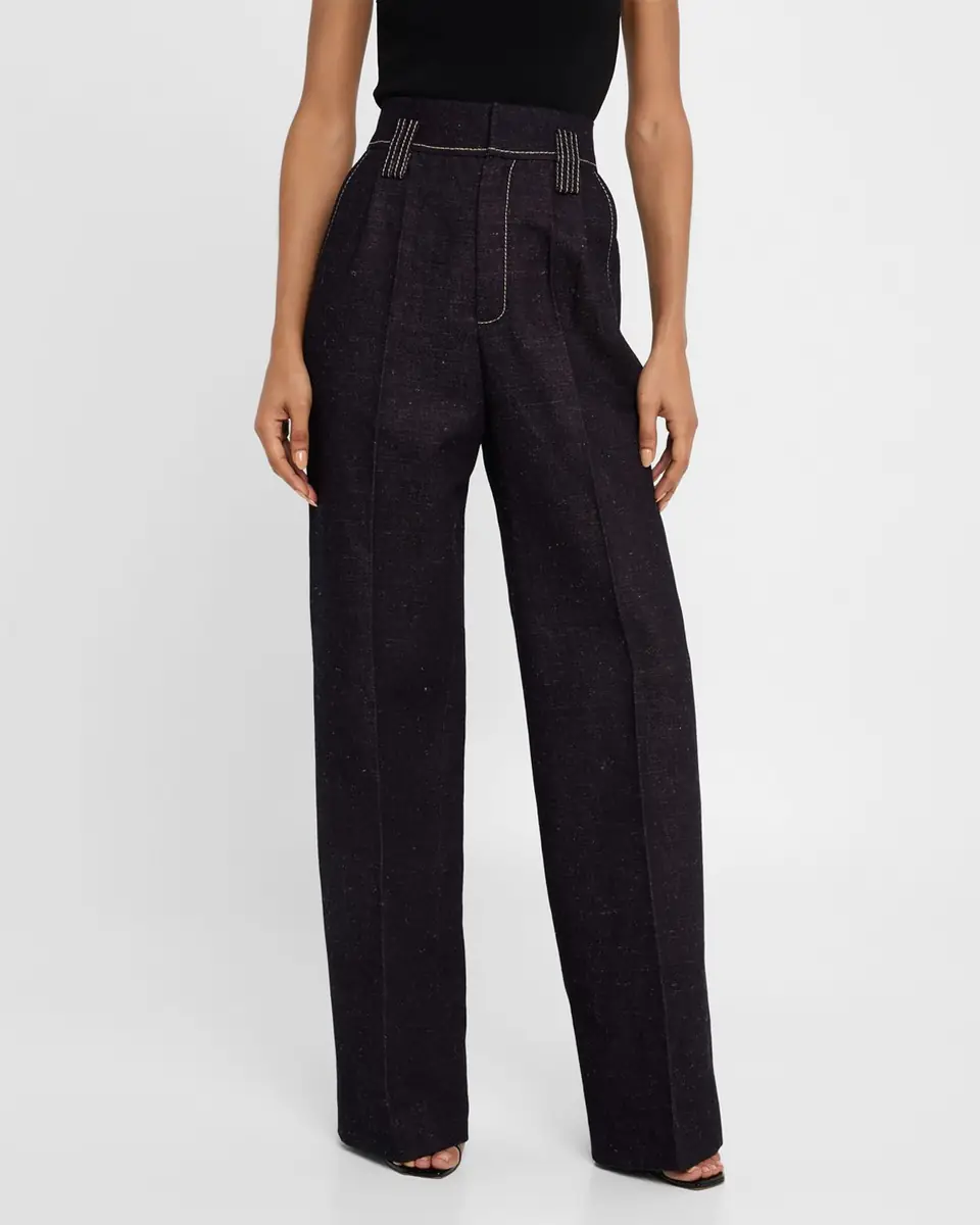 Dice Kayek Pleated Wide-Leg Denim Pants | Thumbnail 4 Dice Kayek Pleated Wide-Leg Denim Pants | Thumbnail 4