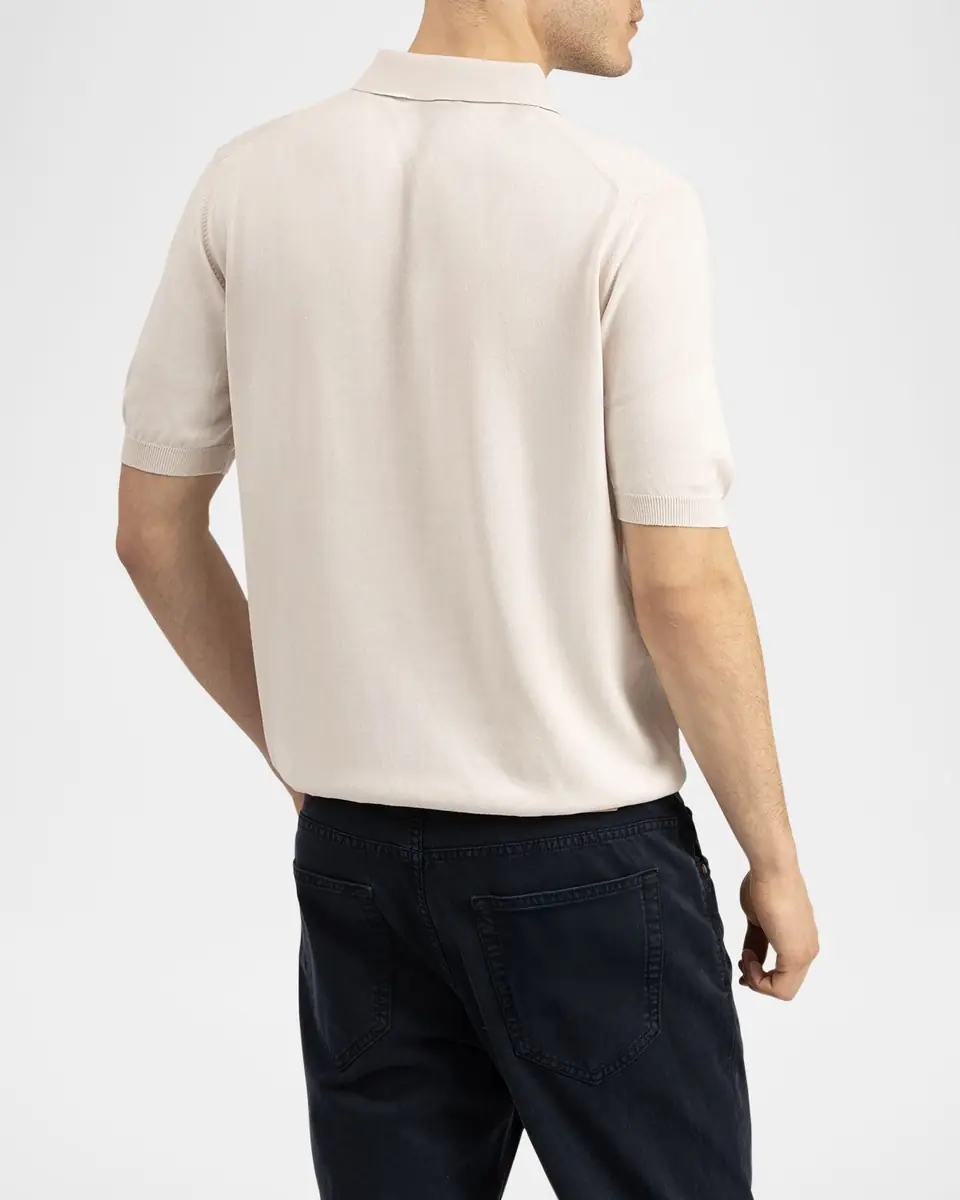 Boglioli Men's Garment-Washed Cotton Polo Shirt | Thumbnail 3 Boglioli Men's Garment-Washed Cotton Polo Shirt | Thumbnail 3