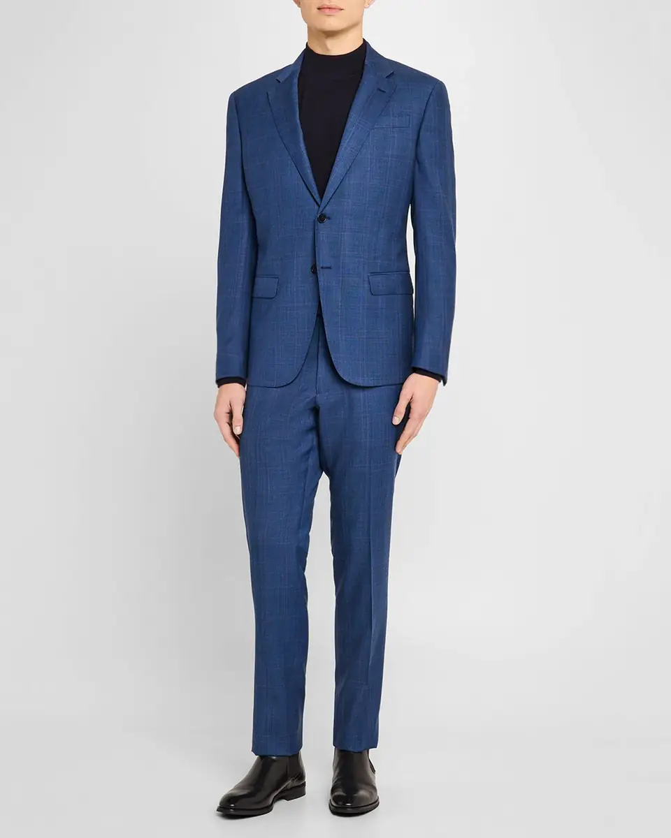 Emporio Armani Men's Micro-Plaid Wool-Blend Suit | Thumbnail 6