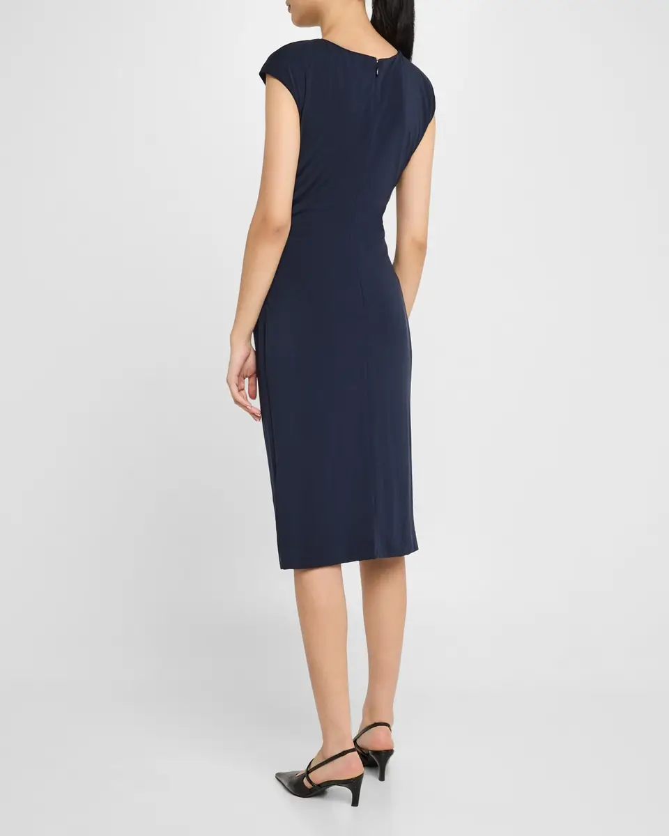 Emporio Armani Ruched Boat-Neck Knee-Length Jersey Dress | Thumbnail 2
