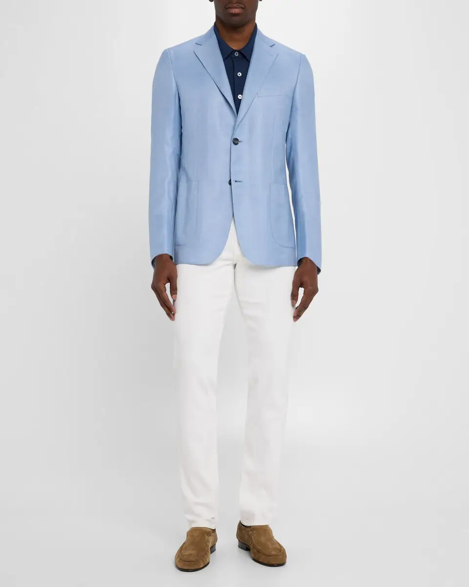 Brioni Men's Wool-Silk Hopsack Blazer | Thumbnail 2 Brioni Men's Wool-Silk Hopsack Blazer | Thumbnail 2