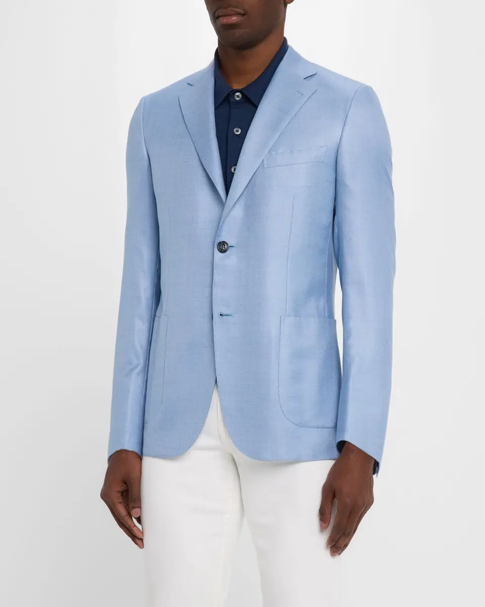 Brioni Men's Wool-Silk Hopsack Blazer | Thumbnail 4 Brioni Men's Wool-Silk Hopsack Blazer | Thumbnail 4