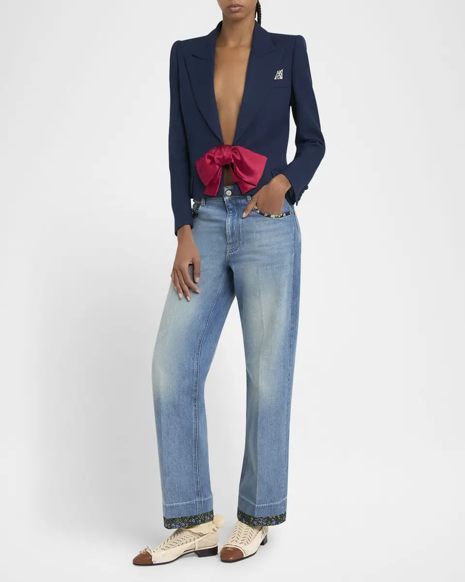Valentino Garavani Bow Closure Cropped Wool Blazer | Thumbnail 3 Valentino Garavani Bow Closure Cropped Wool Blazer | Thumbnail 3