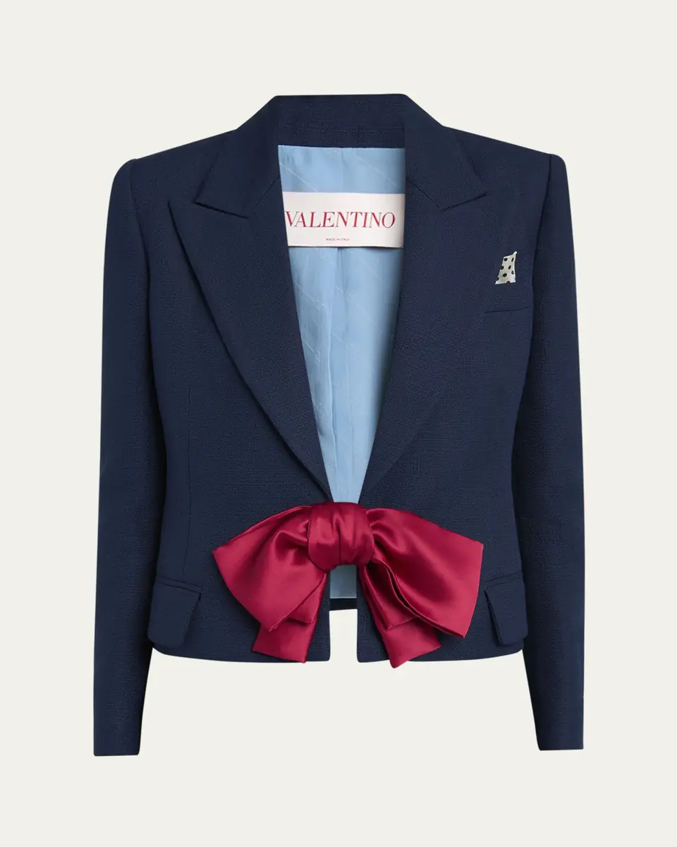 Valentino Garavani Bow Closure Cropped Wool Blazer | Thumbnail 5 Valentino Garavani Bow Closure Cropped Wool Blazer | Thumbnail 5