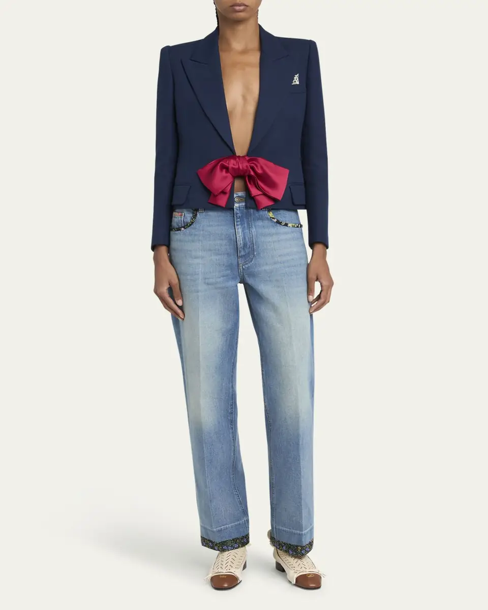 Valentino Garavani Bow Closure Cropped Wool Blazer | Thumbnail 6 Valentino Garavani Bow Closure Cropped Wool Blazer | Thumbnail 6