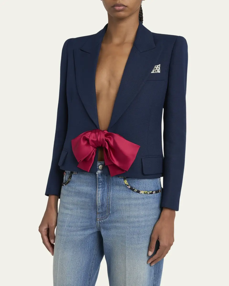Valentino Garavani Bow Closure Cropped Wool Blazer | Thumbnail 8 Valentino Garavani Bow Closure Cropped Wool Blazer | Thumbnail 8