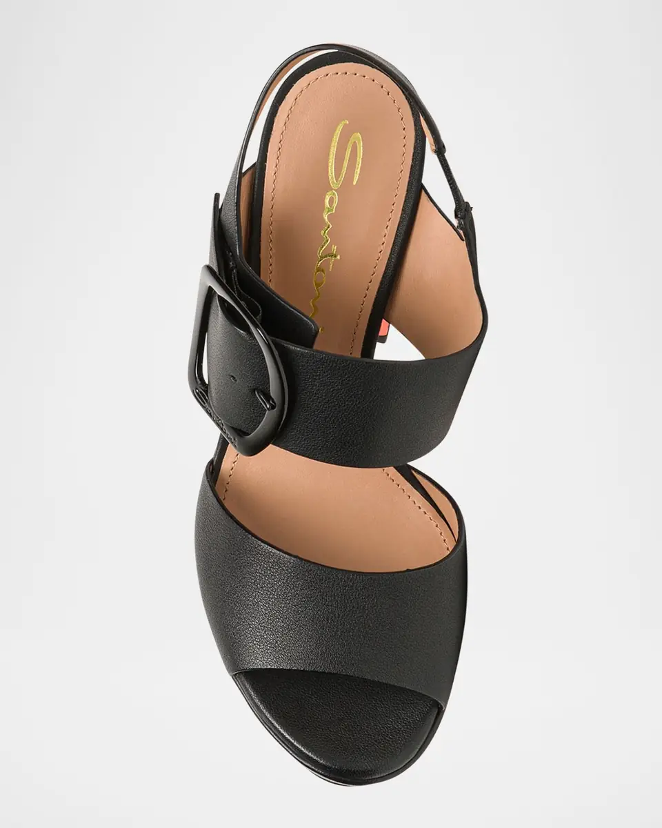 Santoni Bruxel Leather Buckle Platform Sandals | Thumbnail 2