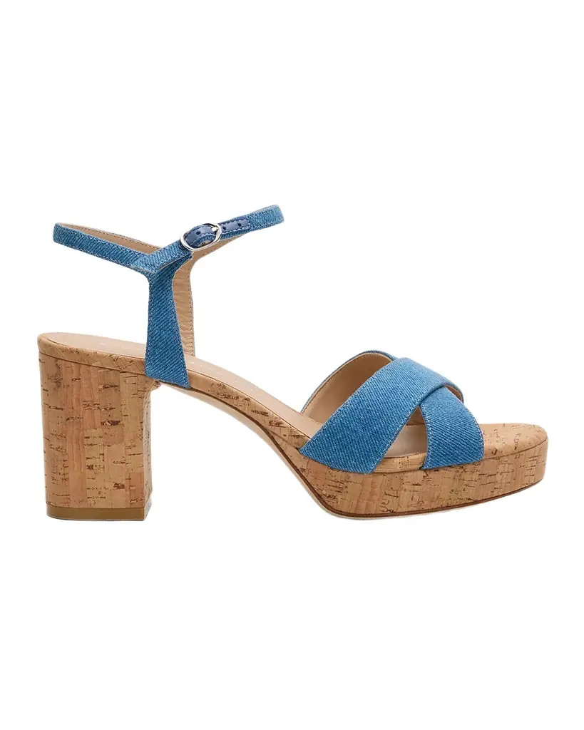 Stuart Weitzman Dayna Denim Crisscross Platform Sandals