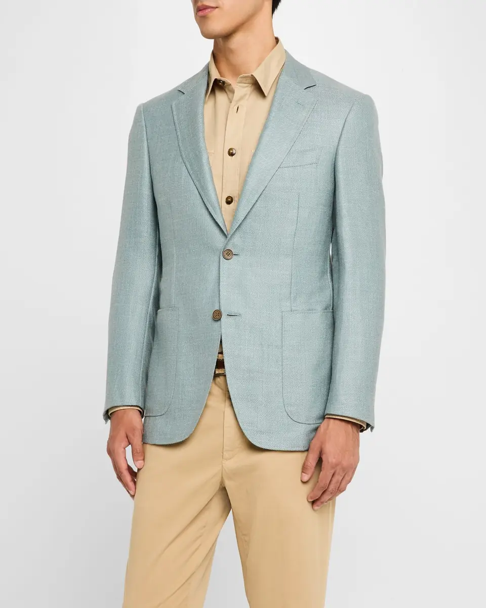 Canali Men's Wool-Blend Twill Blazer | Thumbnail 3 Canali Men's Wool-Blend Twill Blazer | Thumbnail 3