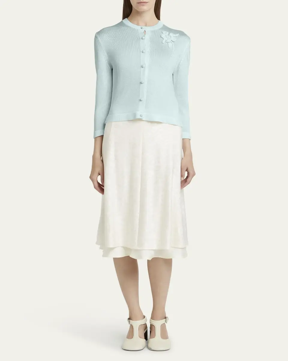 Jil Sander Crochet Flower Three-Quarter Sleeve Cardigan | Thumbnail 2 Jil Sander Crochet Flower Three-Quarter Sleeve Cardigan | Thumbnail 2
