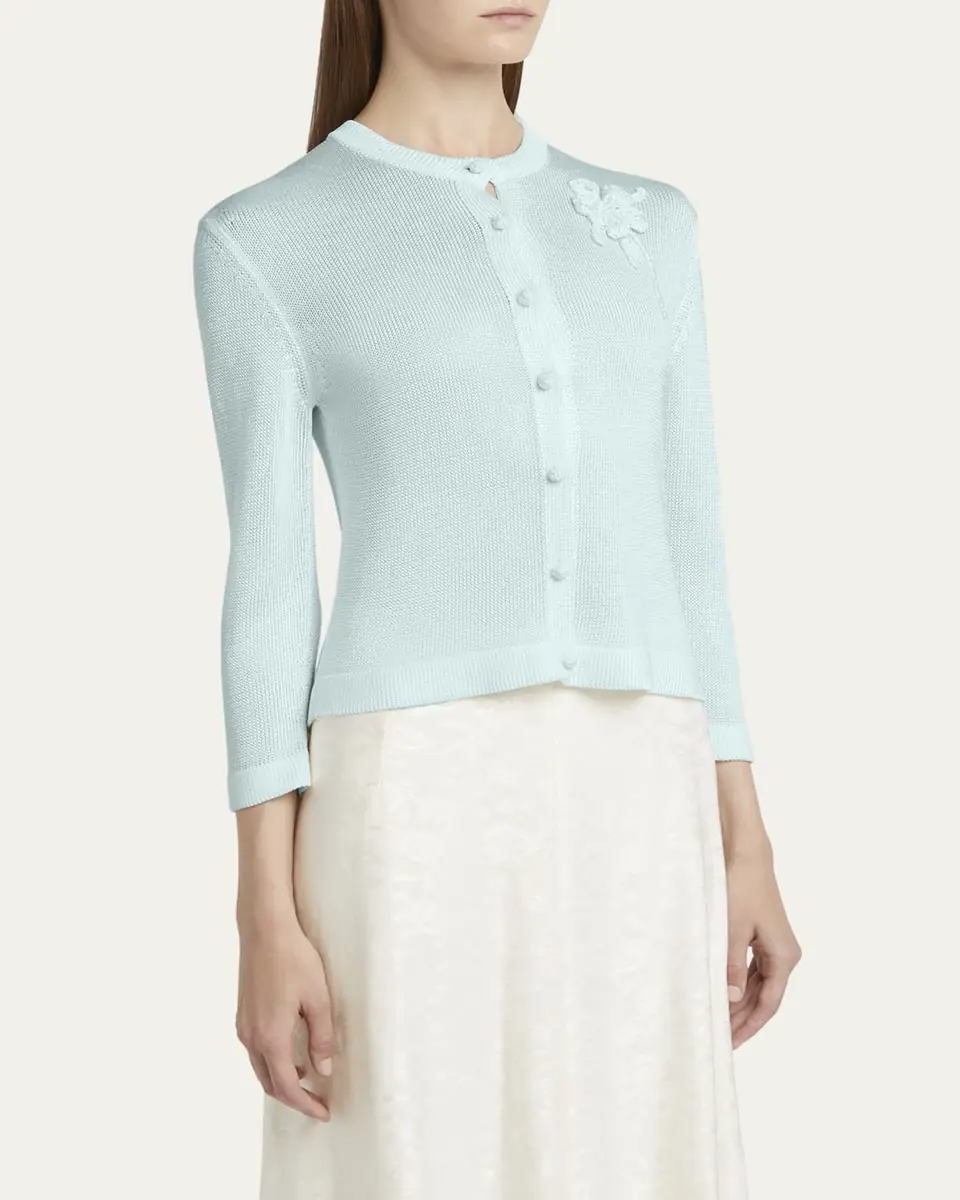 Jil Sander Crochet Flower Three-Quarter Sleeve Cardigan | Thumbnail 4 Jil Sander Crochet Flower Three-Quarter Sleeve Cardigan | Thumbnail 4